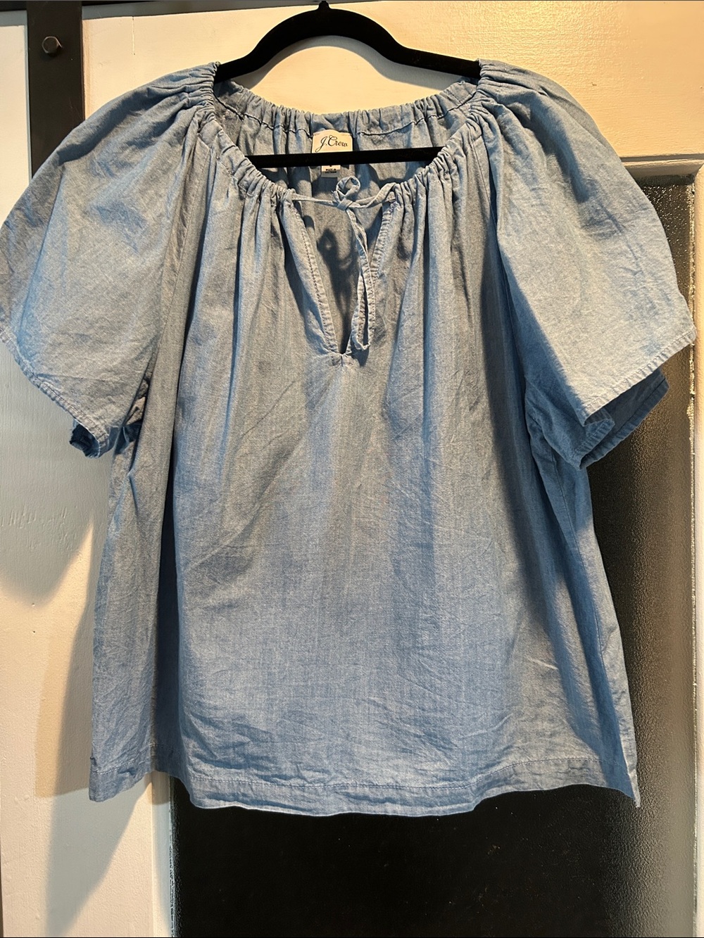 J. Crew Light Chambray Peasant Blouse